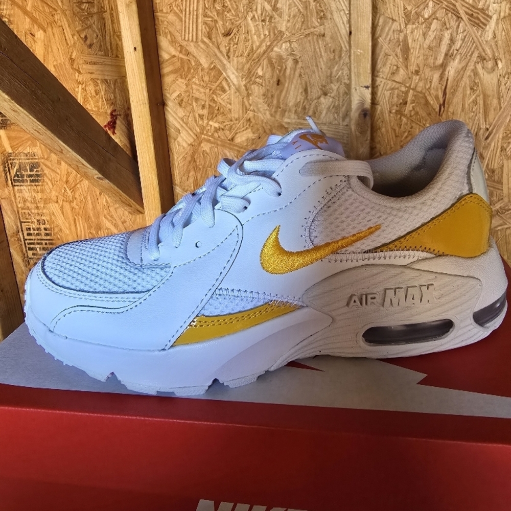 Nike Air Max White and Yellow Sneakers